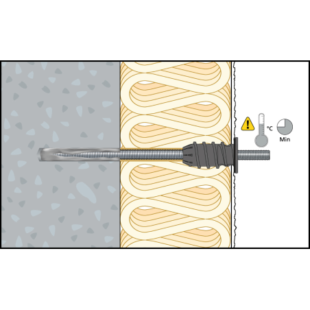 ResiTHERM® 12, 2 buc, tijă de ancorare M12x260 din oțel inoxidabil A4, filet de conectare M12x70 din oțel inoxidabil A4