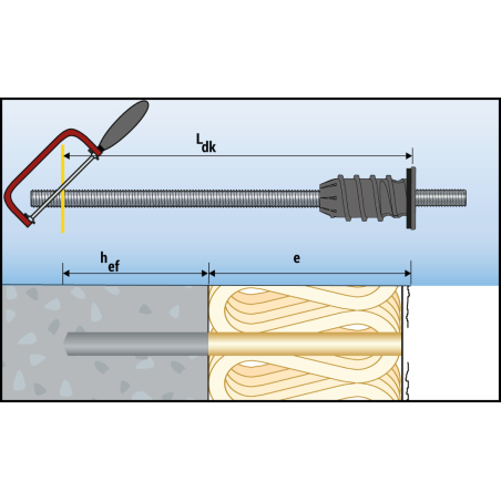 ResiTHERM® 12, 2 buc, tijă de ancorare M12x260 din oțel inoxidabil A4, filet de conectare M12x70 din oțel inoxidabil A4