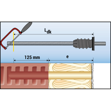 ResiTHERM® 12, 2 buc, tijă de ancorare M12x260 din oțel inoxidabil A4, filet de conectare M12x70 din oțel inoxidabil A4